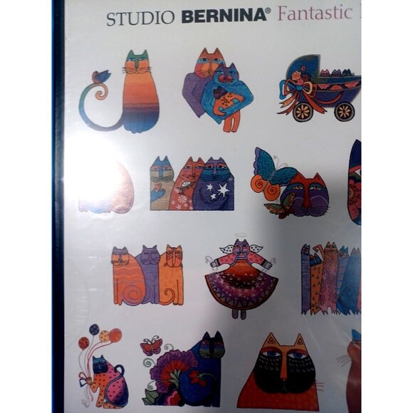 Laurel Burch Fantastic Felines Vtg 2002 NIP Studio Bernina 766 Embroidery Card - Picture 5 of 11